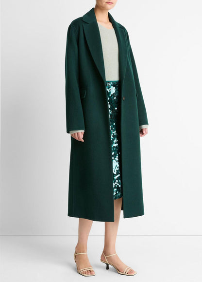 Wool-Blend Single-Breasted Coat in Coats - JUNIPER | VINCE Women