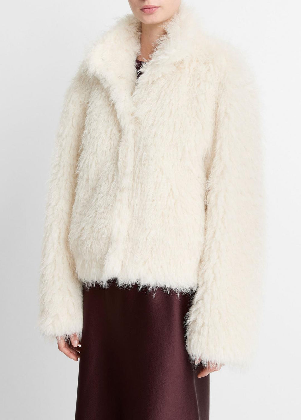 Shaggy Faux-Fur Jacket in Jackets - LIGHT CREAM | VINCE Women