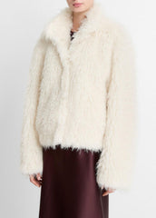 Shaggy Faux-Fur Jacket in Jackets - LIGHT CREAM | VINCE Women
