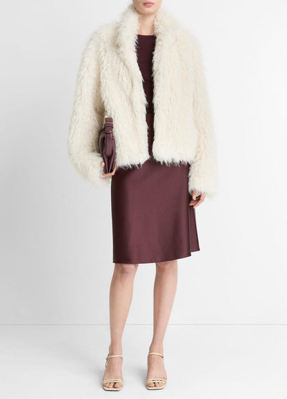 Shaggy Faux-Fur Jacket in Jackets - LIGHT CREAM | VINCE Women