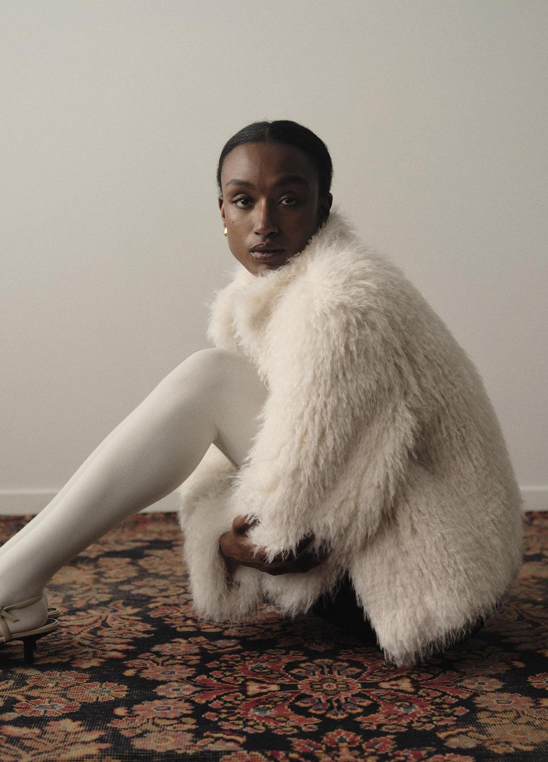 Shaggy Faux-Fur Jacket in Jackets - LIGHT CREAM | VINCE Women
