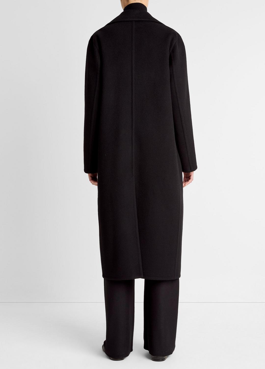 Wool-Blend Double-Breasted Long Coat in Coats - BLACK | VINCE Women