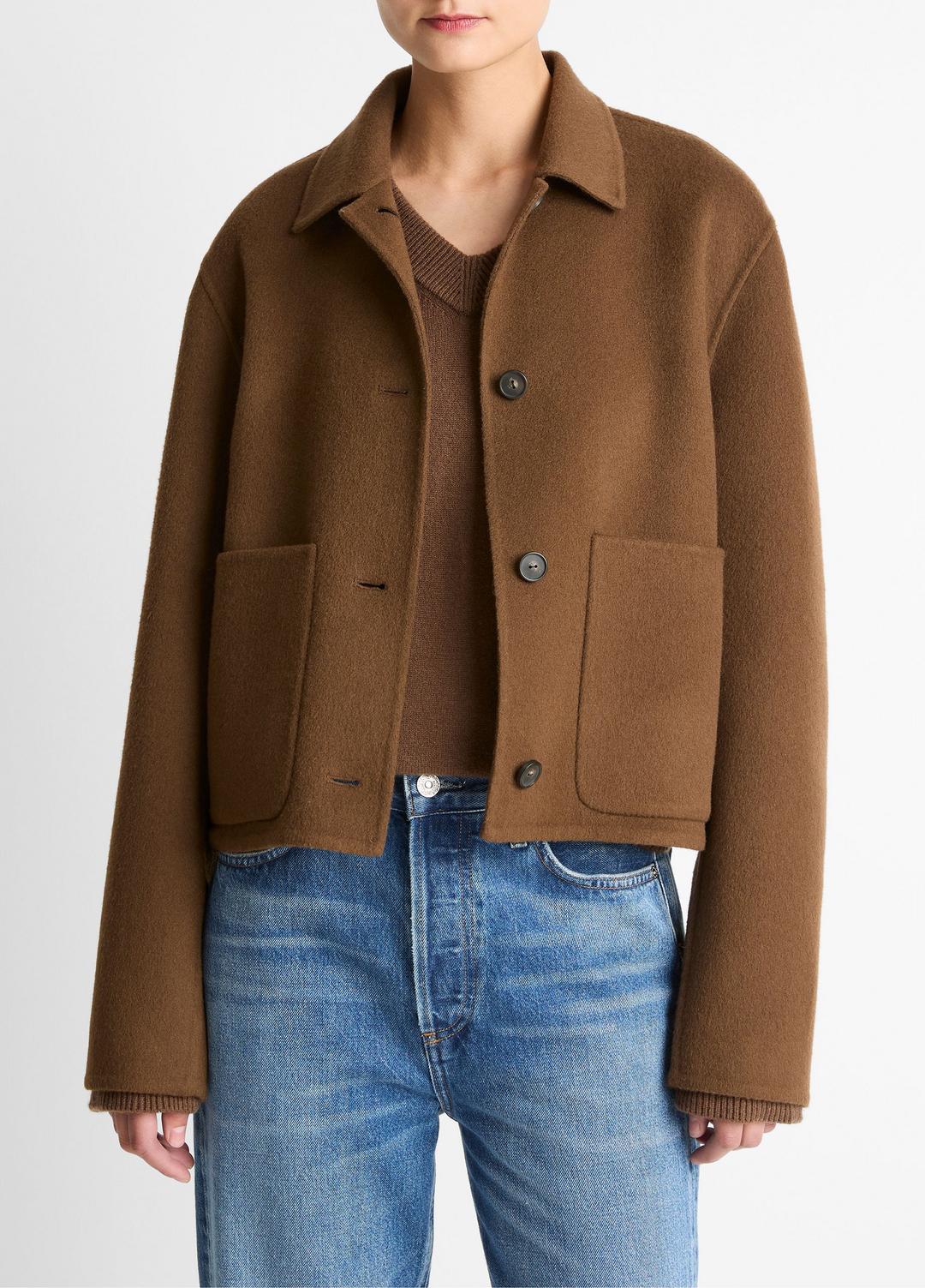 Wool & Cashmere-Blend Short Jacket in Jackets - HAZELNUT | VINCE Women