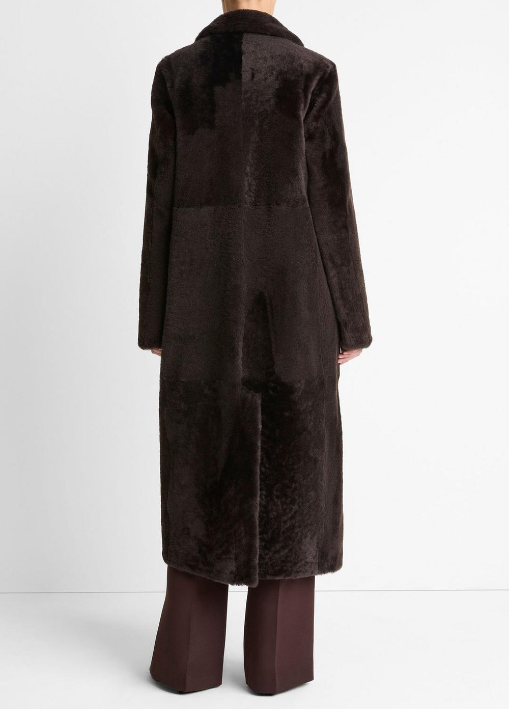 Shearling Long Coat in Coats - DARK UMBER | VINCE Women