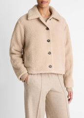 Collared Sherpa Jacket in Jackets - MARZIPAN | VINCE Women
