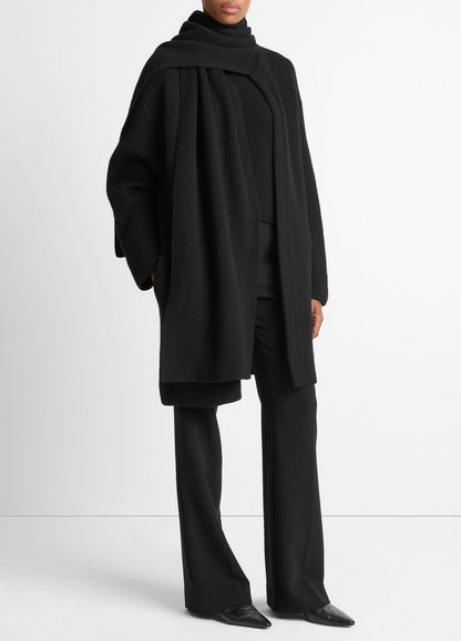 Draped-Scarf Wool-Blend Car Coat in Coats - BLACK | VINCE Women