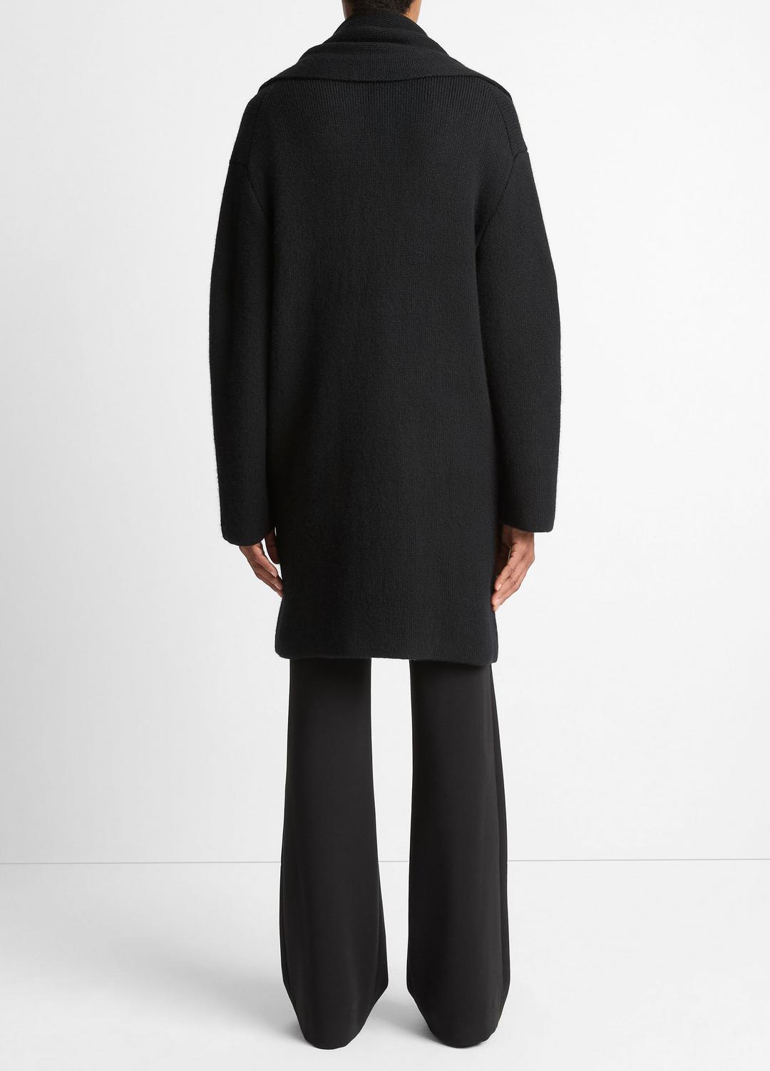 Draped-Scarf Wool-Blend Car Coat in Coats - BLACK | VINCE Women