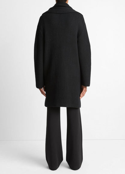 Draped-Scarf Wool-Blend Car Coat in Coats - BLACK | VINCE Women