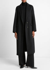 Wool-Blend Single-Breasted Coat in Coats - BLACK | VINCE Women
