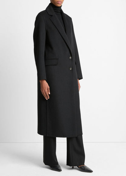 Wool-Blend Single-Breasted Coat in Coats - BLACK | VINCE Women