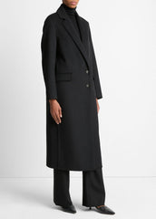 Wool-Blend Single-Breasted Coat in Coats - BLACK | VINCE Women