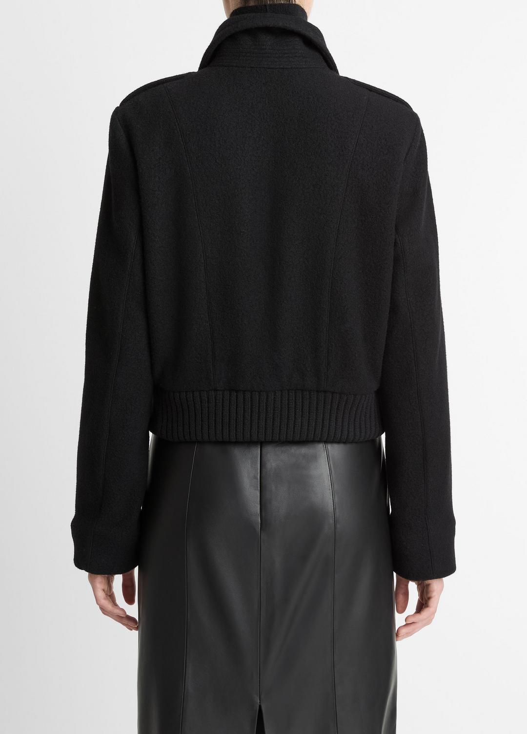 Italian Wool-Blend Cropped Jacket in Jackets - BLACK | VINCE Women