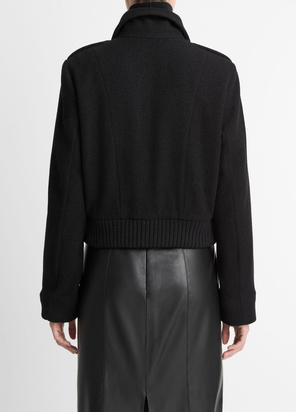 Italian Wool-Blend Cropped Jacket in Jackets - BLACK | VINCE Women