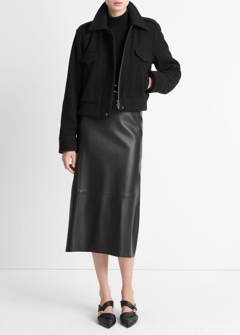Italian Wool-Blend Cropped Jacket in Jackets - BLACK | VINCE Women