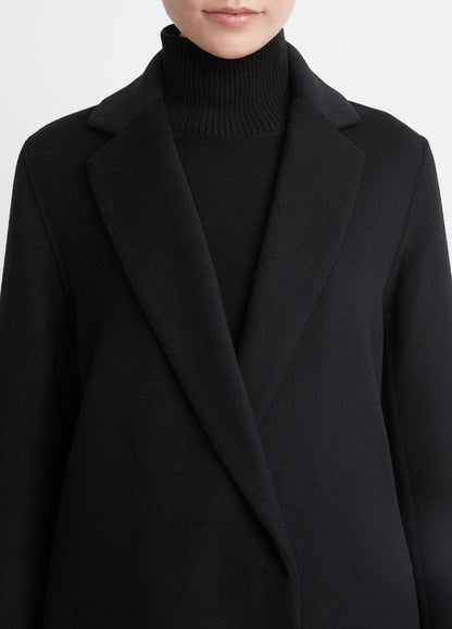 Classic Wool-Blend Straight Coat in Coats - BLACK | VINCE Women
