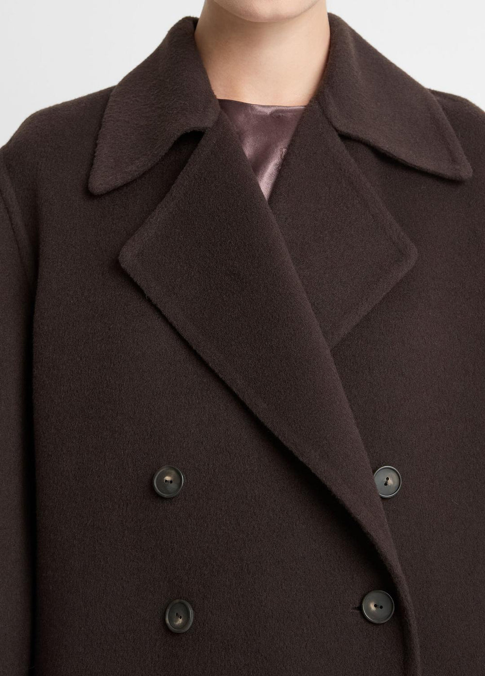 Wool-Blend Double-Breasted Long Coat in Coats - DEEP ESPRESSO | VINCE Women