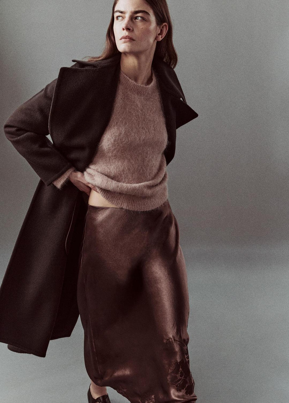 Wool-Blend Double-Breasted Long Coat in Coats - DEEP ESPRESSO | VINCE Women