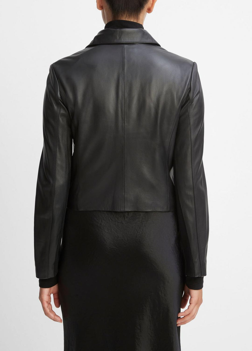 Leather Cross-Front Moto Jacket in Leather Jackets - BLACK | VINCE Women