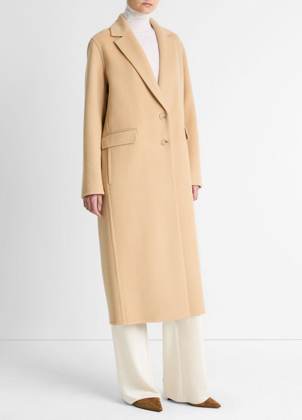 Wool-Blend Single-Breasted Coat in Coats - CAMEL | VINCE Women
