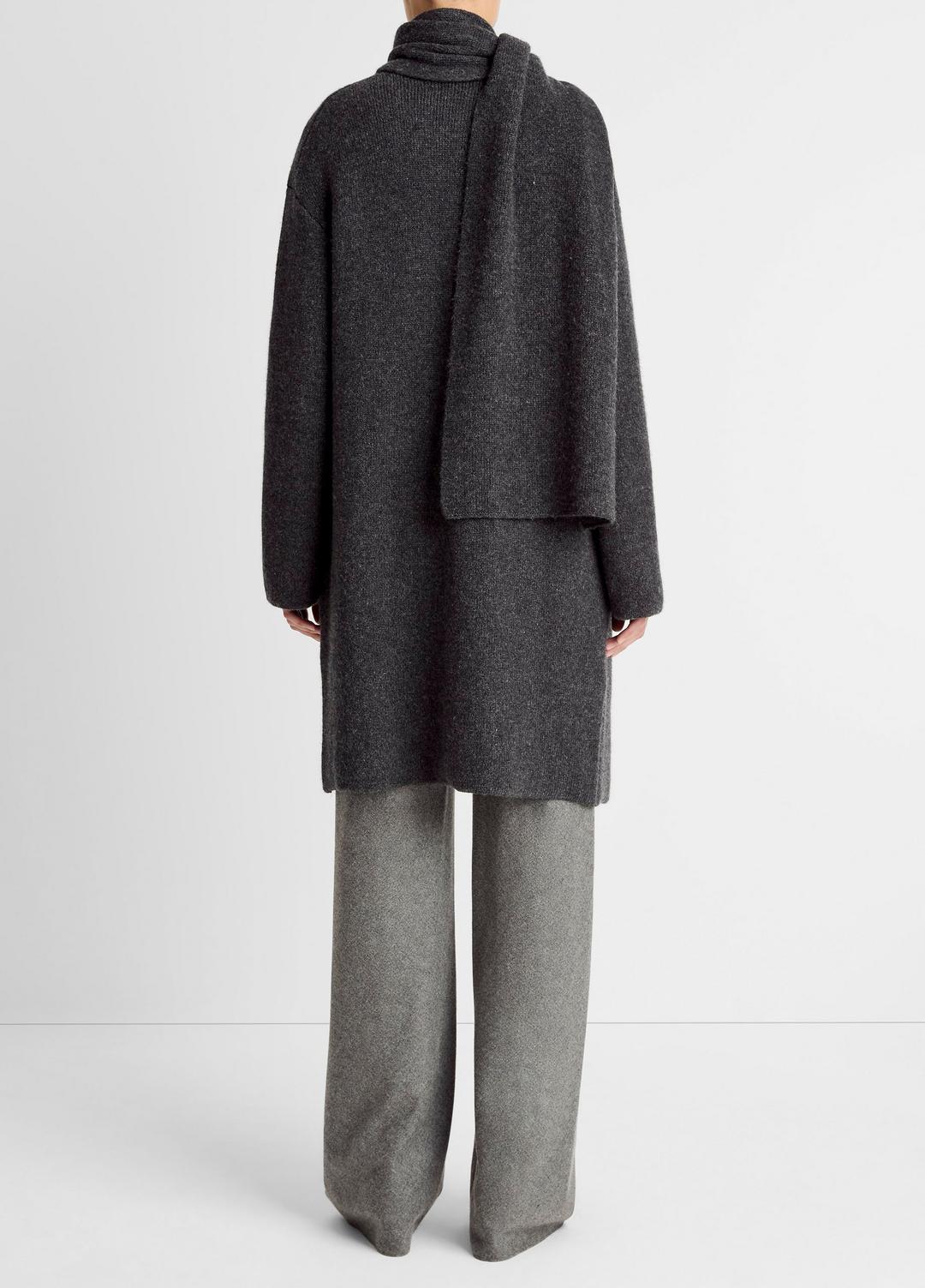 Draped-Scarf Wool-Blend Car Coat in Coats - DARK HEATHER GREY | VINCE Women