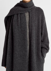 Draped-Scarf Wool-Blend Car Coat in Coats - DARK HEATHER GREY | VINCE Women