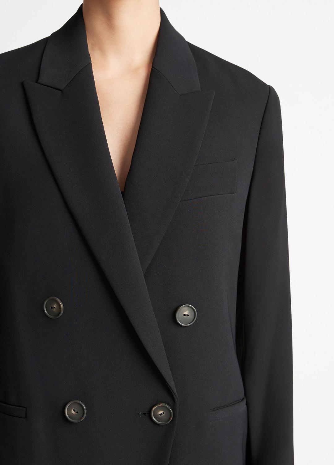Crepe Double-Breasted Blazer in Blazers - BLACK | VINCE Women