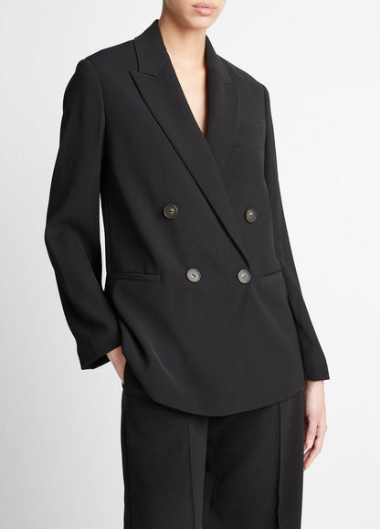 Crepe Double-Breasted Blazer in Blazers - BLACK | VINCE Women