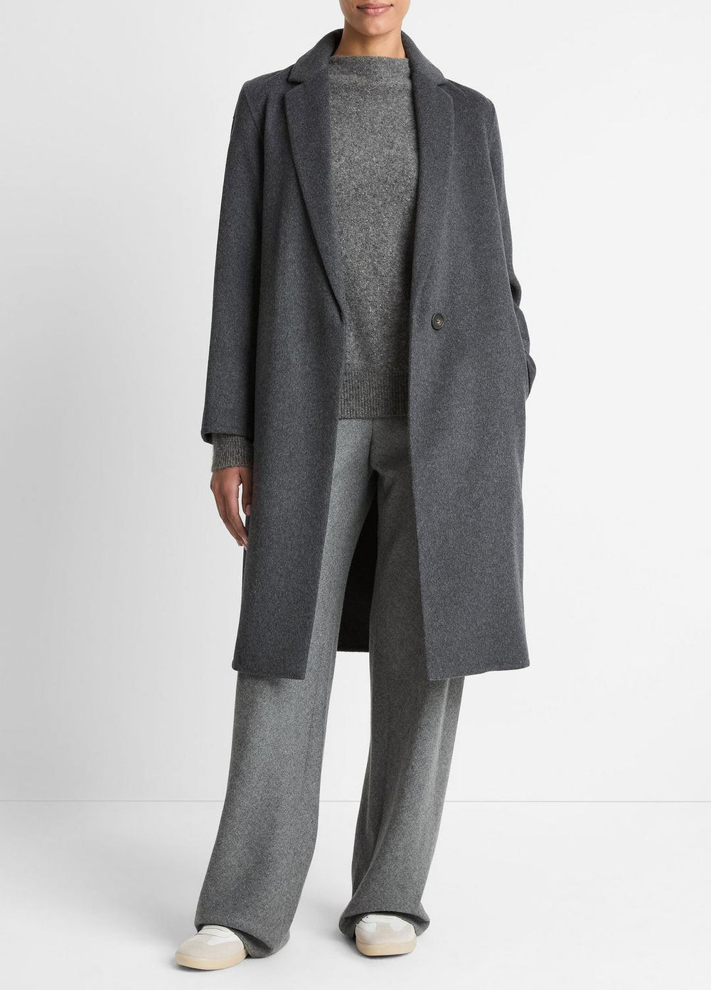 Classic Wool-Blend Straight Coat in Coats - CHARCOAL | VINCE Women
