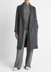 Classic Wool-Blend Straight Coat in Coats - CHARCOAL | VINCE Women