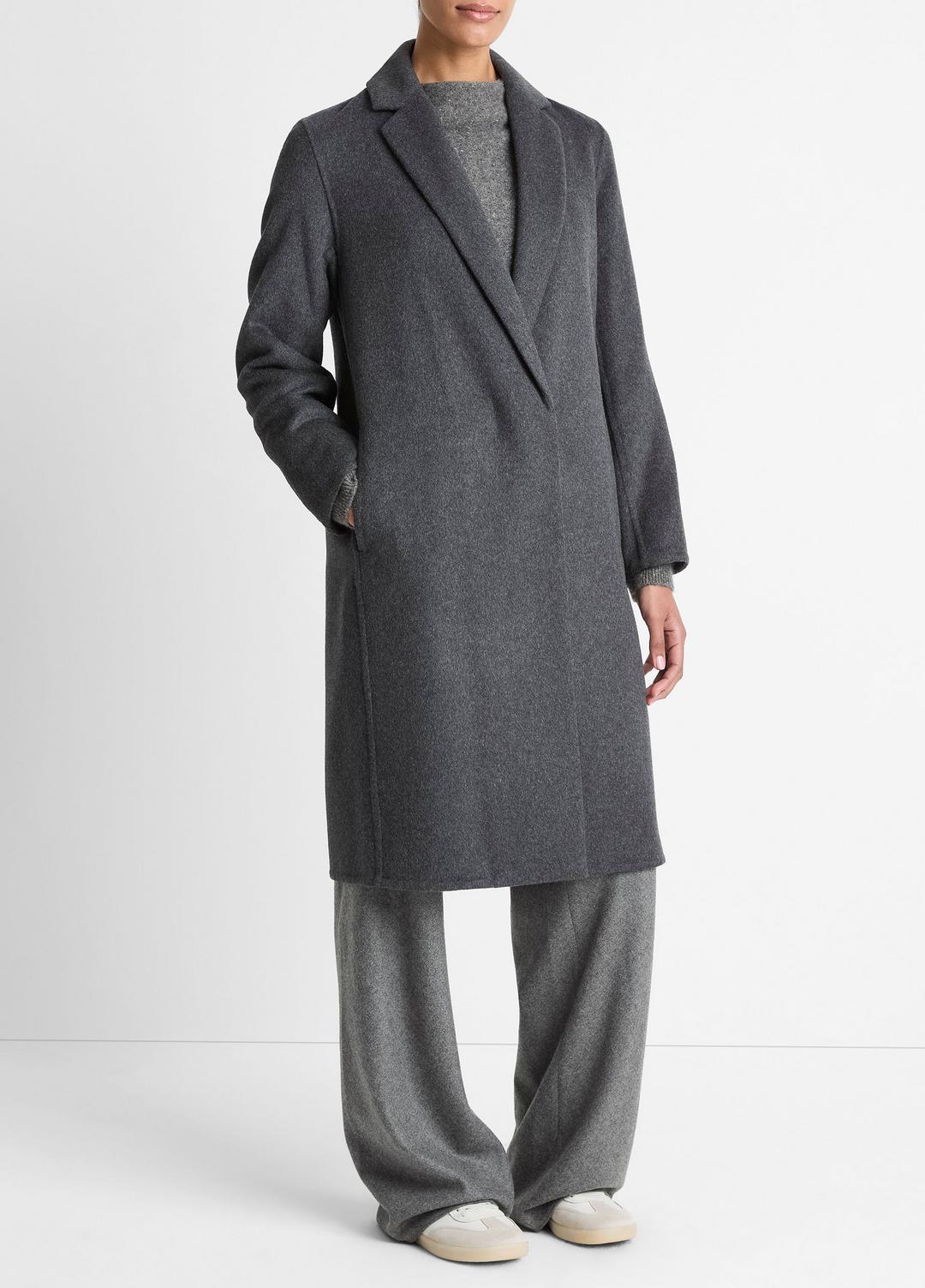 Classic Wool-Blend Straight Coat in Coats - CHARCOAL | VINCE Women