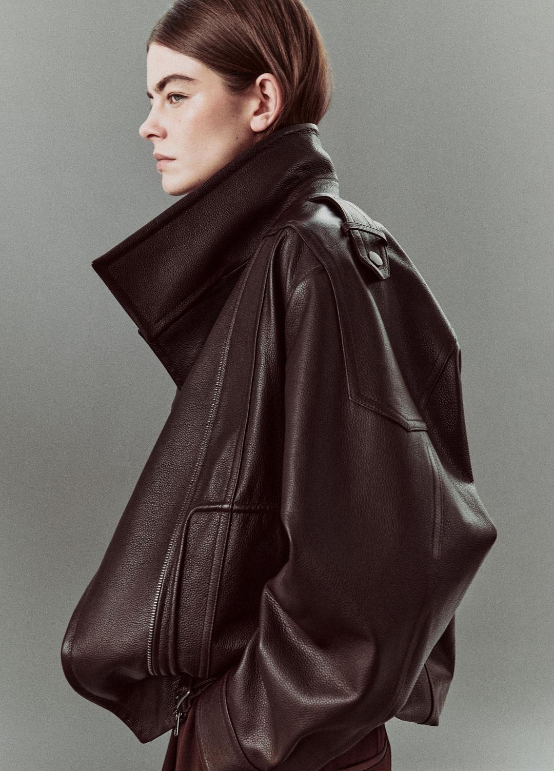 Leather Oversized Biker Jacket in Jackets - DARK FIG | VINCE Women