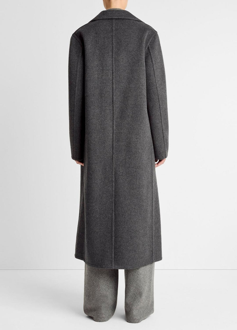 Wool-Blend Double-Breasted Long Coat in Coats - CHARCOAL | VINCE Women