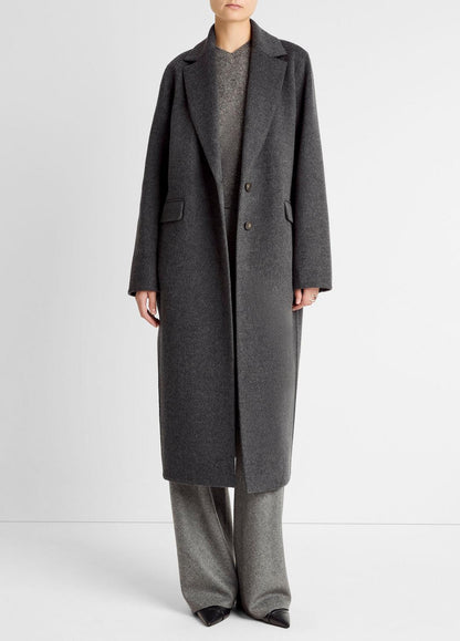 Wool-Blend Single-Breasted Coat in Coats - CHARCOAL | VINCE Women