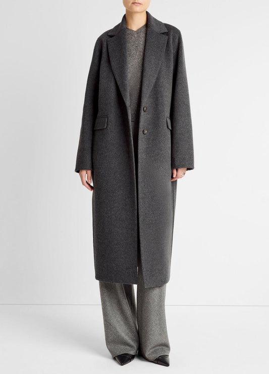 Wool-Blend Single-Breasted Coat in Coats - CHARCOAL | VINCE Women