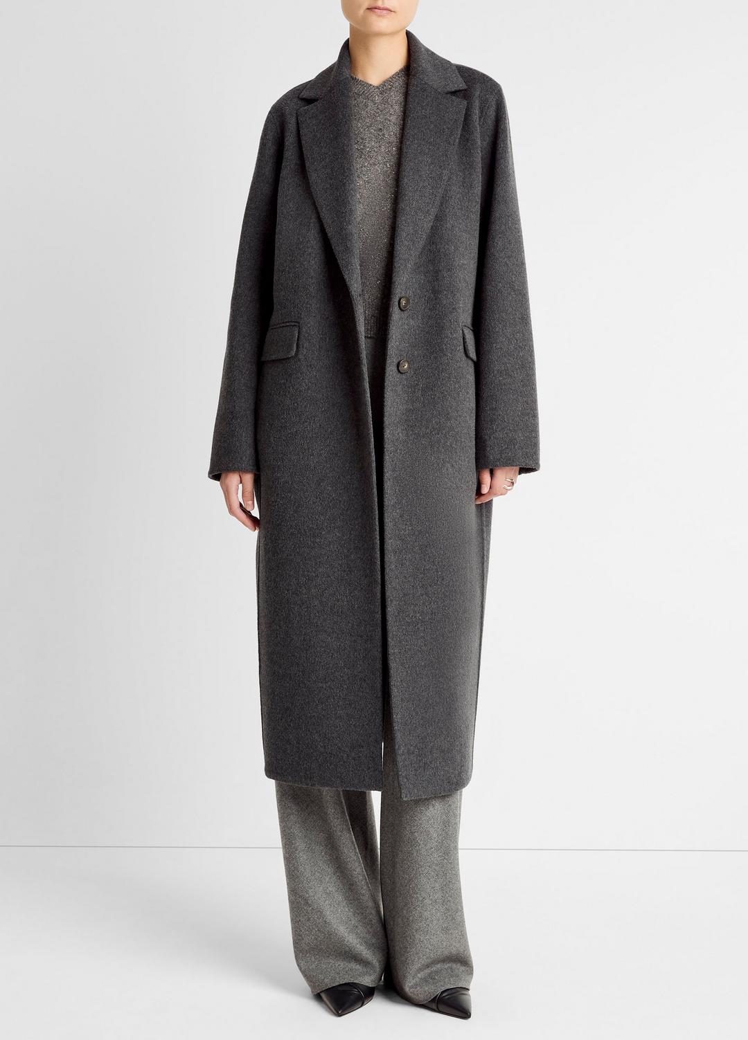 Wool-Blend Single-Breasted Coat in Coats - CHARCOAL | VINCE Women