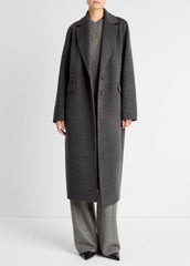 Wool-Blend Single-Breasted Coat in Coats - CHARCOAL | VINCE Women