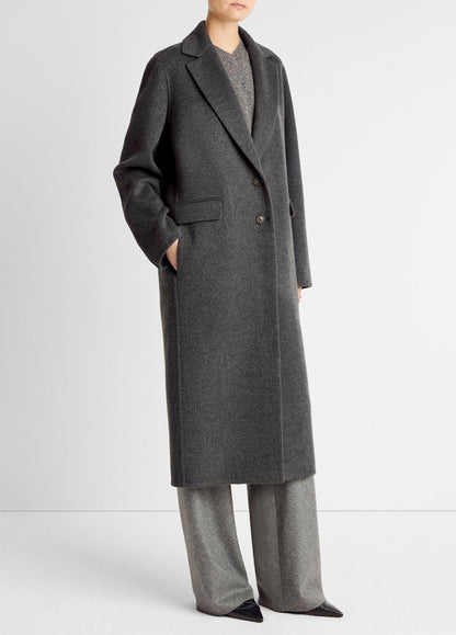 Wool-Blend Single-Breasted Coat in Coats - CHARCOAL | VINCE Women