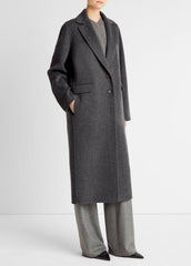 Wool-Blend Single-Breasted Coat in Coats - CHARCOAL | VINCE Women