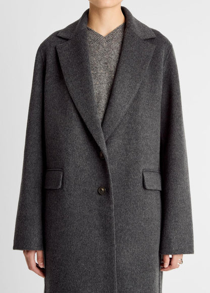 Wool-Blend Single-Breasted Coat in Coats - CHARCOAL | VINCE Women
