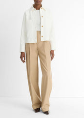 Cotton-Blend Shirt Jacket in Jackets - OFF WHITE | VINCE Women