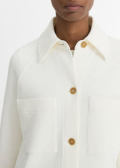 Cotton-Blend Shirt Jacket in Jackets - OFF WHITE | VINCE Women