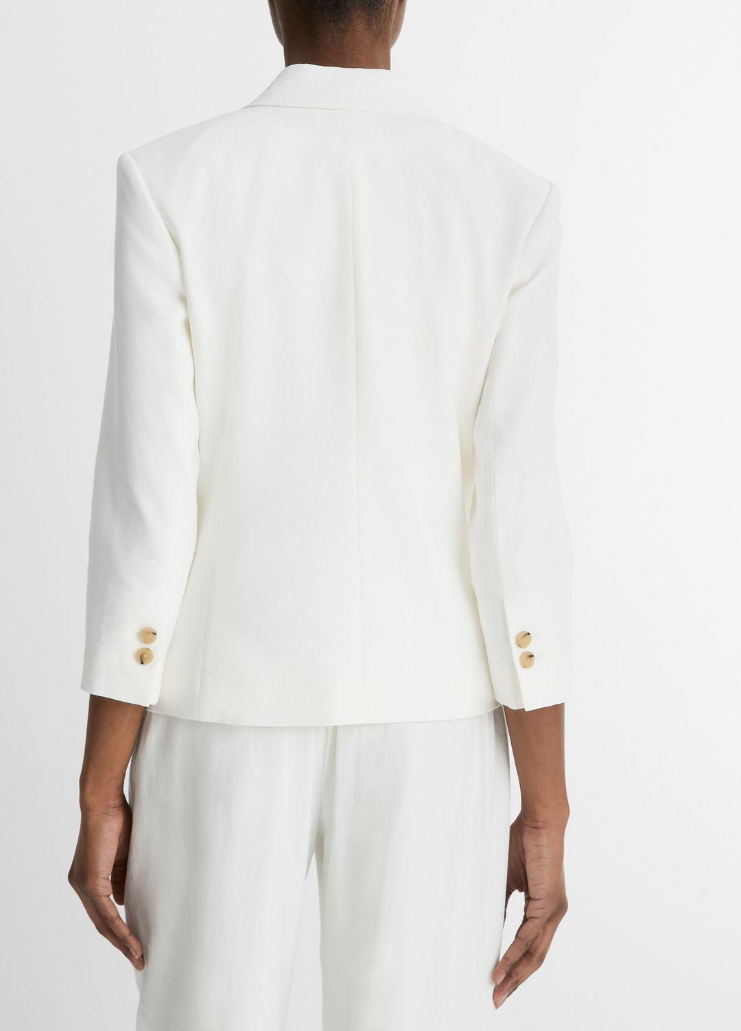 Linen-Blend Shrunken Blazer in Blazers - OFF WHITE | VINCE Women