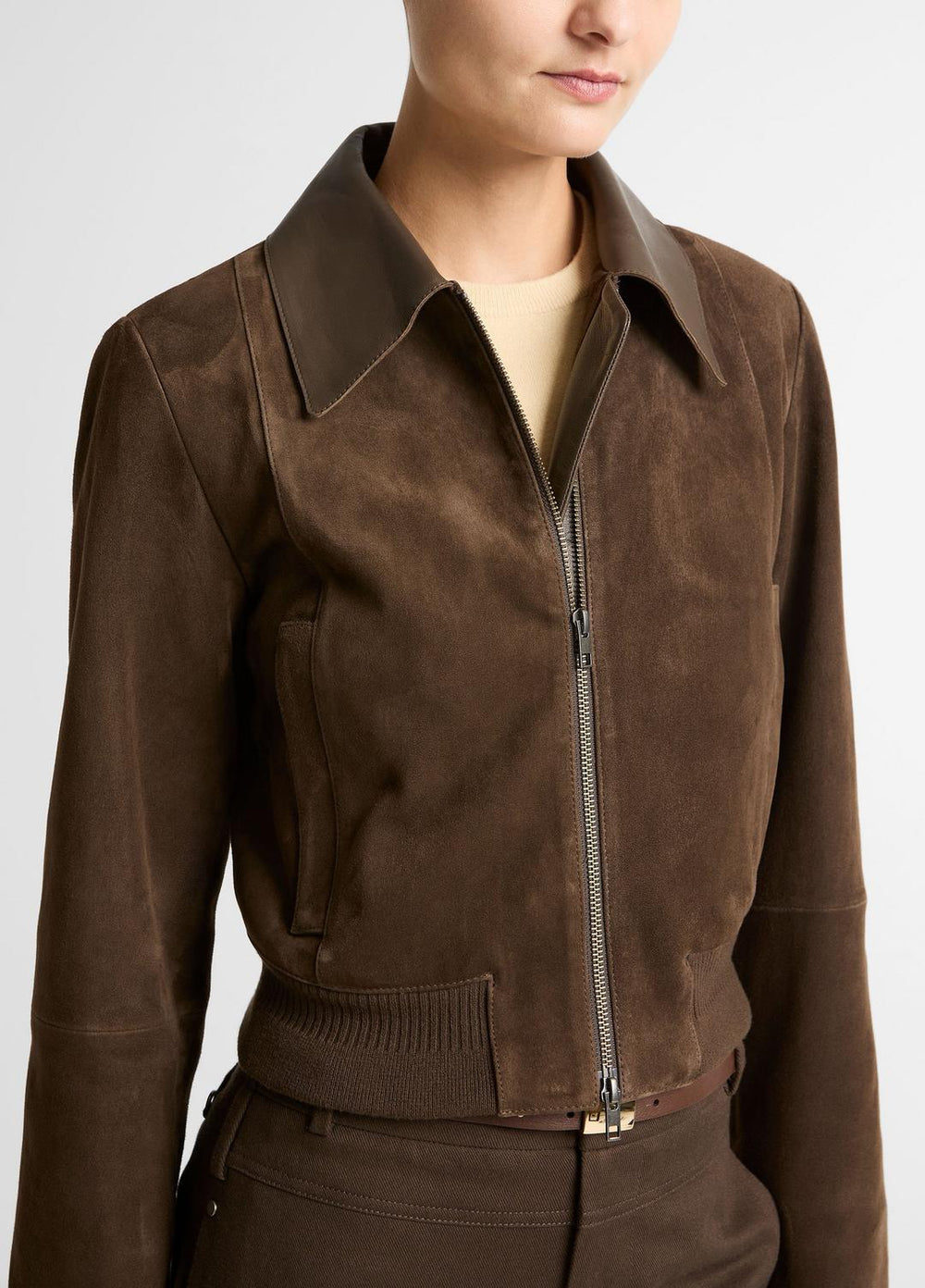 Suede Shrunken Bomber Jacket  in Jackets - WILLOW | VINCE Women