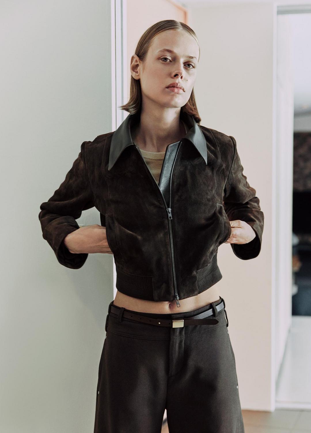 Suede Shrunken Bomber Jacket  in Jackets - WILLOW | VINCE Women
