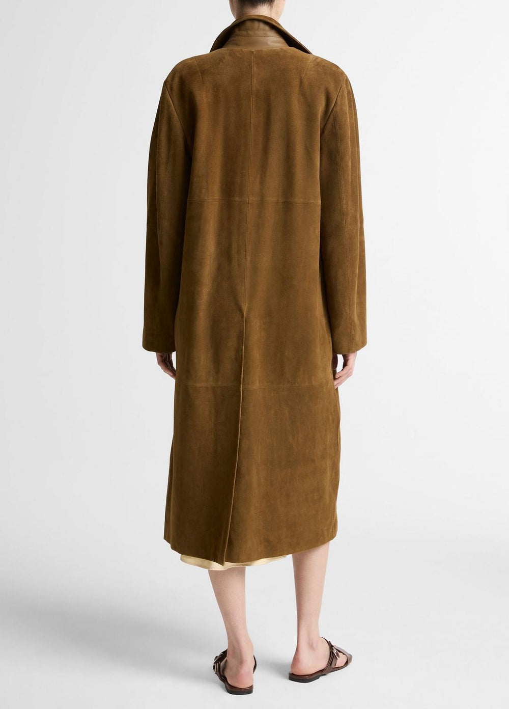 Suede Long Coat in Coats - WOOD MOSS | VINCE Women