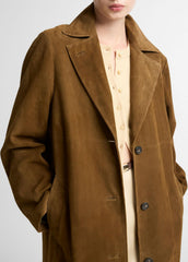 Suede Long Coat in Coats - WOOD MOSS | VINCE Women