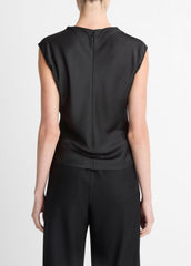 Satin Draped Cowl-Neck Top in Tank Tops - BLACK | VINCE Women