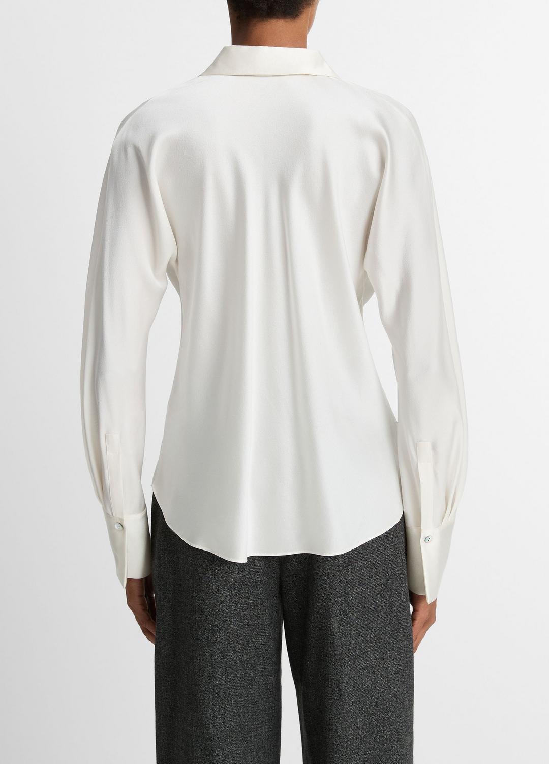 Silk Bias Long-Sleeve Blouse in Long Sleeve - OFF WHITE | VINCE Women