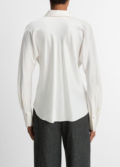 Silk Bias Long-Sleeve Blouse in Long Sleeve - OFF WHITE | VINCE Women