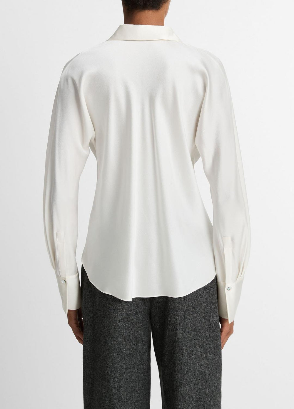 Silk Bias Long-Sleeve Blouse in Long Sleeve - OFF WHITE | VINCE Women